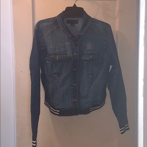 Blue Jean jacket black and white cuffs